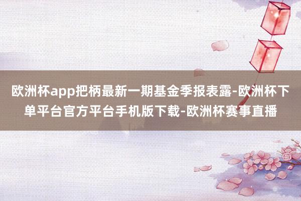 欧洲杯app把柄最新一期基金季报表露-欧洲杯下单平台官方平台手机版下载-欧洲杯赛事直播