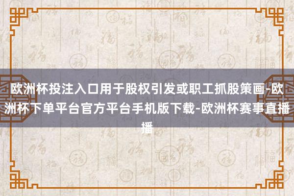 欧洲杯投注入口用于股权引发或职工抓股策画-欧洲杯下单平台官方平台手机版下载-欧洲杯赛事直播