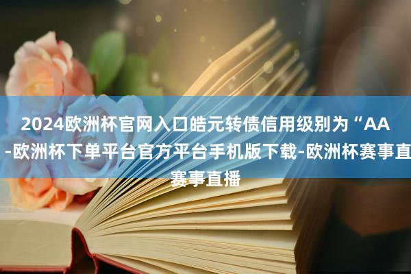 2024欧洲杯官网入口皓元转债信用级别为“AA-”-欧洲杯下单平台官方平台手机版下载-欧洲杯赛事直播