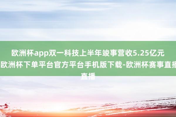 欧洲杯app双一科技上半年竣事营收5.25亿元-欧洲杯下单平台官方平台手机版下载-欧洲杯赛事直播