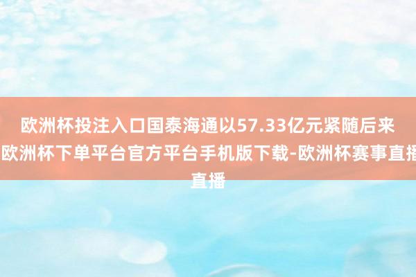 欧洲杯投注入口国泰海通以57.33亿元紧随后来-欧洲杯下单平台官方平台手机版下载-欧洲杯赛事直播