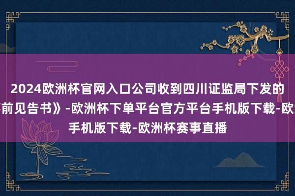 2024欧洲杯官网入口公司收到四川证监局下发的《行政处罚事前见告书》-欧洲杯下单平台官方平台手机版下载-欧洲杯赛事直播