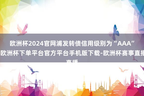 欧洲杯2024官网浦发转债信用级别为“AAA”-欧洲杯下单平台官方平台手机版下载-欧洲杯赛事直播
