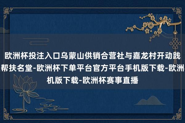 欧洲杯投注入口乌蒙山供销合营社与嘉龙村开动践诺乌鸡产业帮扶名堂-欧洲杯下单平台官方平台手机版下载-欧洲杯赛事直播